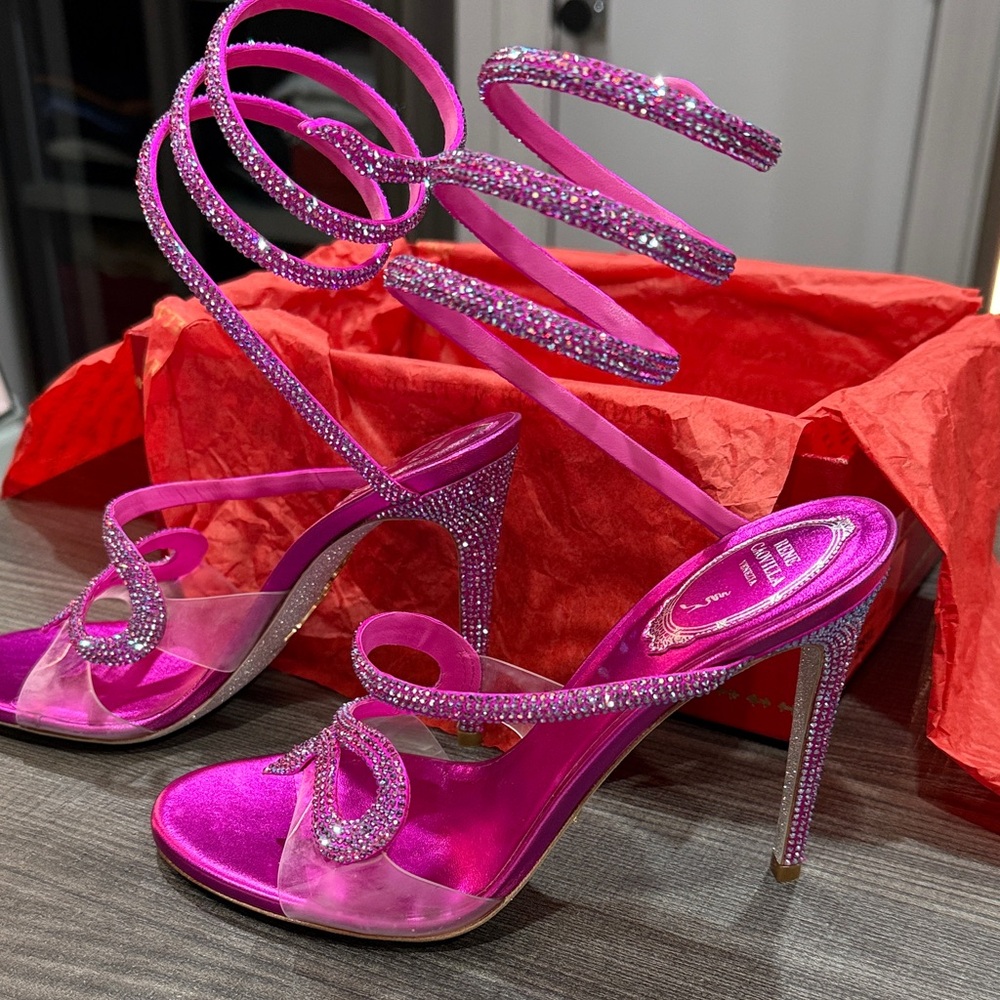 Rene Caovilla Pink Crystal Embellished Heels (new) - Picture 6 of 17
